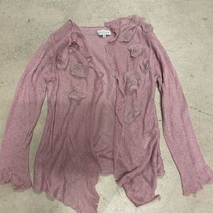 Linen & silk elegant sweater light purple